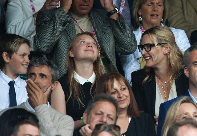 12 Jul 2015, London, England, UK --- Kate Winslet pictured at the 2015 Men's Singles Final at the All England Lawn Tennis Club in Wimbledon, England on July 12, 2015. Pictured: Kate Winslet --- Image by © Mirrorpix/Splash News/Corbis
