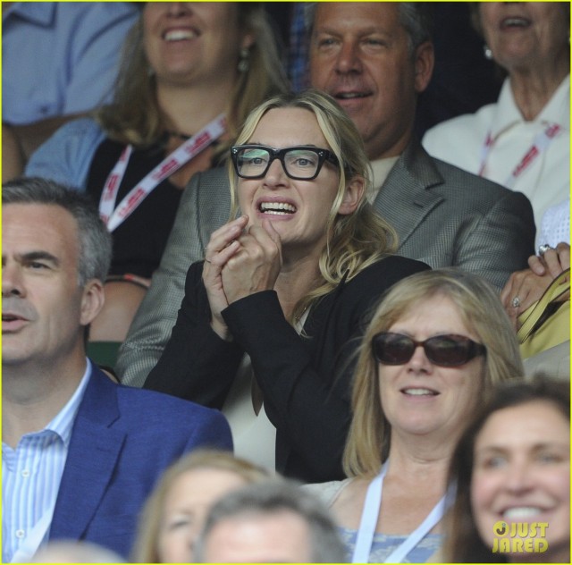 Kate Winslet pictured at the 2015 Men's Singles Final at the All England Lawn Tennis Club in Wimbledon, England on July 12, 2015. Pictured: Kate Winslet Ref: SPL1077633  120715   Picture by: Mirrorpix/Splash News Splash News and Pictures Los Angeles:310-821-2666 New York:	212-619-2666 London:	870-934-2666 photodesk@splashnews.com 